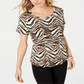 JM Collection Women's Printed Scoop Neck Top White Size X-Small