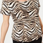 JM Collection Women's Printed Scoop Neck Top White Size X-Small