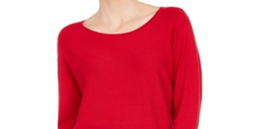 JM Collection Women's Studded Dolman-Sleeve Sweater  Red Size Large