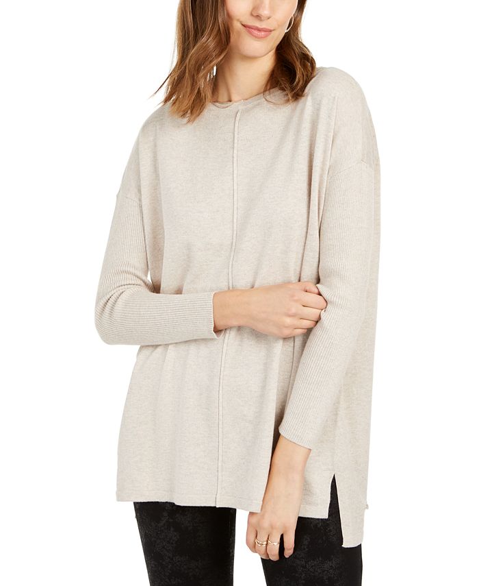 Style & Co Women's Seam Front Tunic Sweater Brown Size X-Small