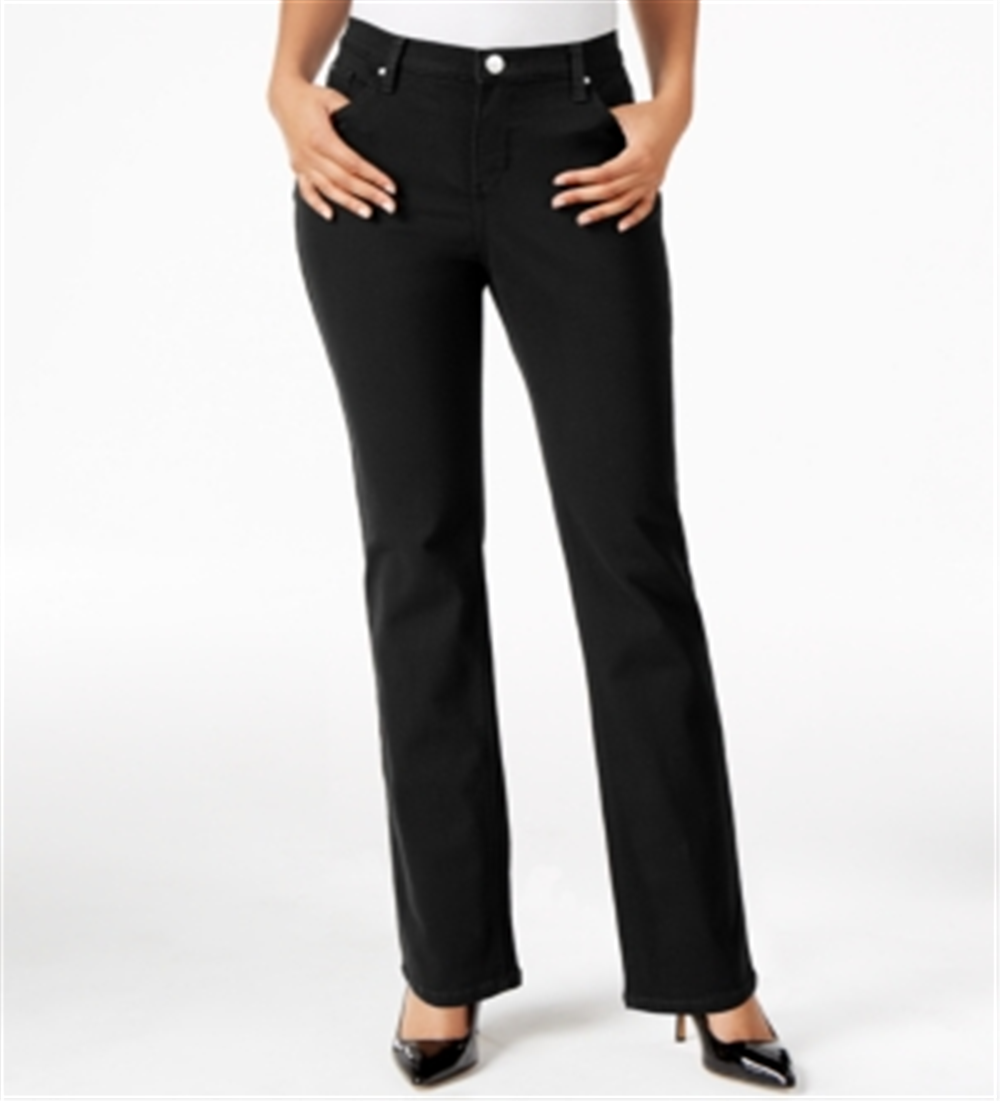 Lee Platinum Women's  Petite Gwen Straight-Leg Jeans Black Size 14 P
