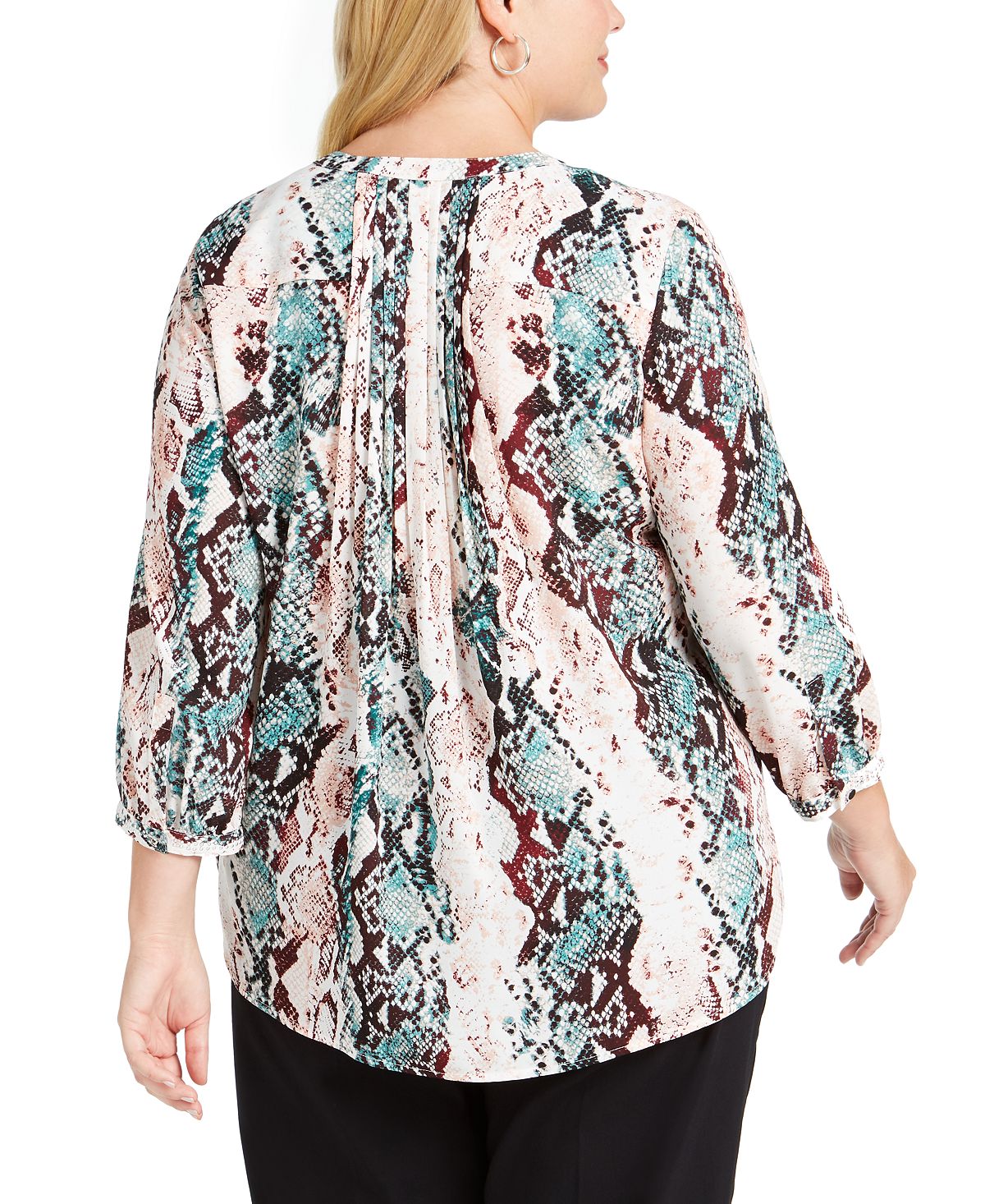 JM Collection Women's Printed Top Green Size 0X