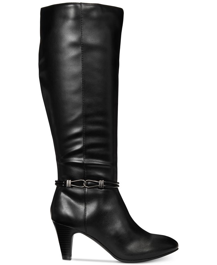 Karen Scott Women's Hollee Fabric Almond Toe Knee High Fashion Boots Black Size 9 M