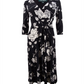 Ralph Lauren Women's Casual Floral Surplice Fit & Flare MIDI Dress Black Size 2