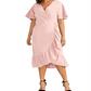 Rachel Roy Women's Faux Wrap Ruffled Maxi Dress Pink Size 22W