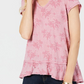 Style & Co Women's Burnout Ruffle Hem Top -Blue Size XL