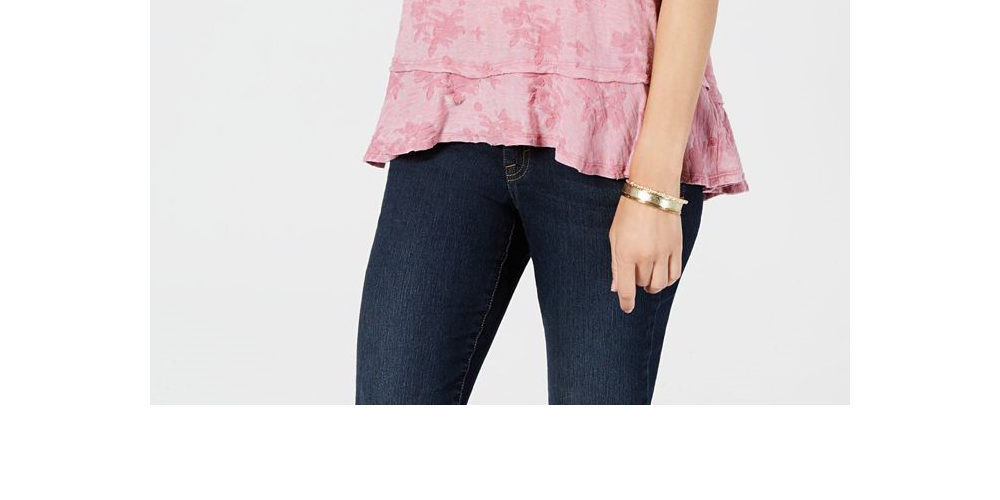 Style & Co Women's Burnout Ruffle Hem Top -Blue Size XL
