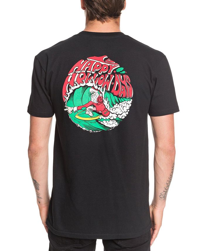 Quiksilver Men's Regular Fit Santa Graphic Tee T-Shirt Black Size XX-Large