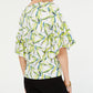 Alfani Women's Bell Sleeve Printed Top White  Size Petite S/M