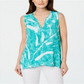 Alfani Women's Printed High Low Crossover Top Green Size Petite Small