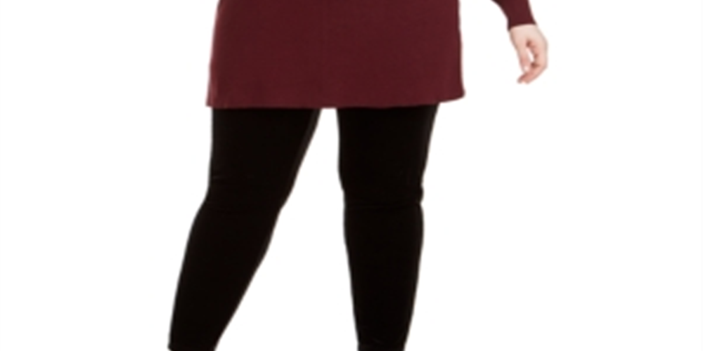 INC International Concepts Women's Puff Shoulder V Neck Tunic Wine Size 0X