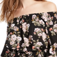 Ultra Flirt Junior's Smocked Off the Shoulder Top Black Size Large
