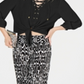 INC International Concepts Women's Lace up Blouse Black Size Petite