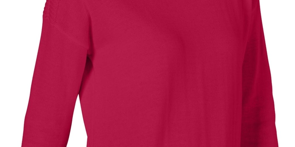 Maison Jules Women's Ribbed Trim Pullover Sweater Red Size Medium