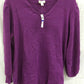 Style & Co Women's V Neck Blouson Sleeve Pullover Sweater Purple Size Petite Medium