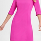 DKNY Women's Button Cuff Elbow Sleeve Sheath Dress Fucsia Size 6