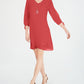JM Collection Women's Tie Sleeve Necklace Dress Red Size Petite S