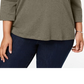 Karen Scott Women's Plus Cotton Split Neck Top Brown Size 1X