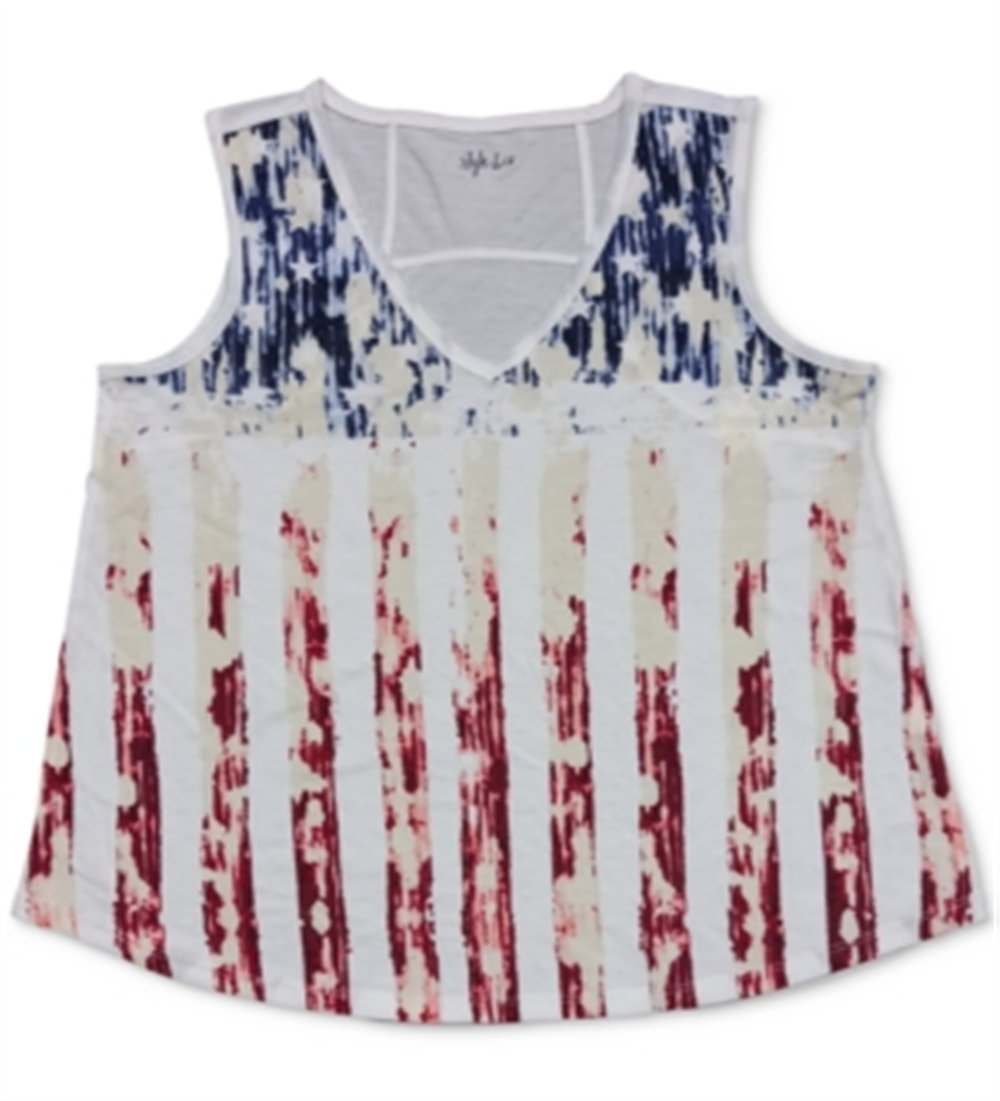 Style & Co Women's Flag Graphic Tank Top White Size Small