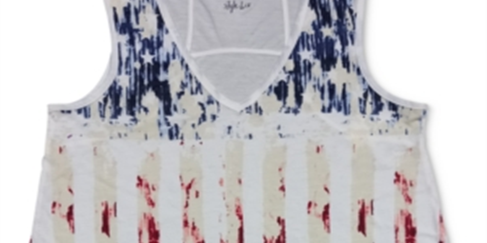 Style & Co Women's Flag Graphic Tank Top White Size Small