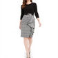 Calvin Klein Women's Belted Solid & Plaid Ruffled Dress Black Size 0P