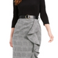Calvin Klein Women's Belted Solid & Plaid Ruffled Dress Black Size 0P