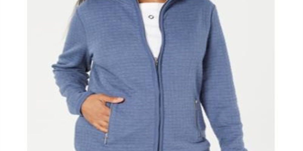 Karen Scott Women's Zip Front Sweater Gray Size Petite XL