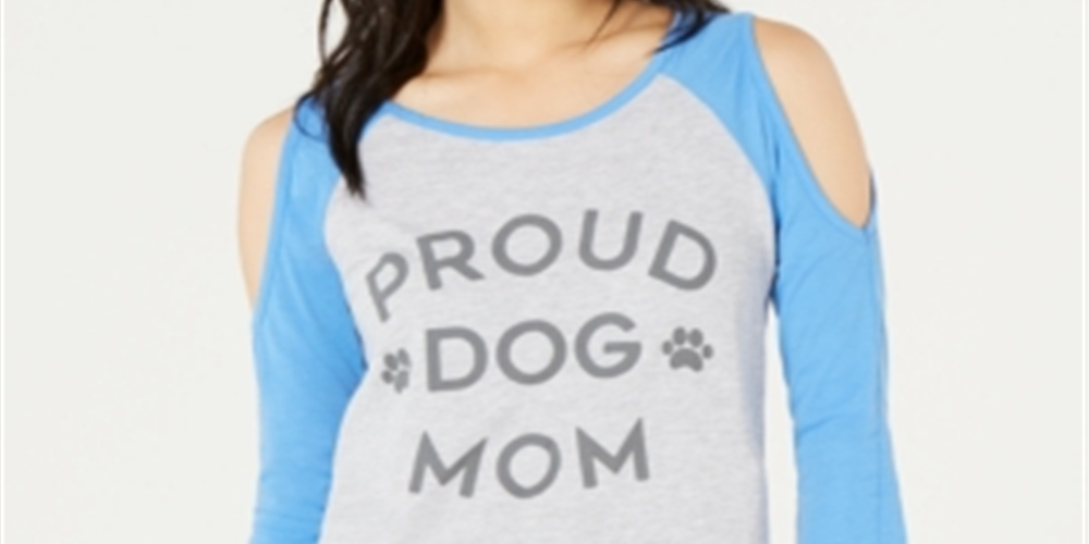 Love Tribe Junior's Dog Mom Cold Shoulder Top Blue Size S