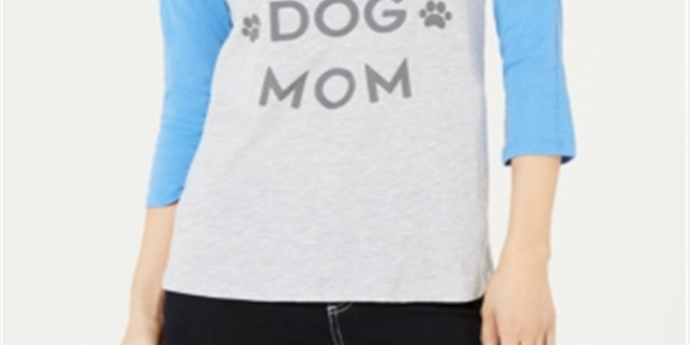 Love Tribe Junior's Dog Mom Cold Shoulder Top Blue Size S