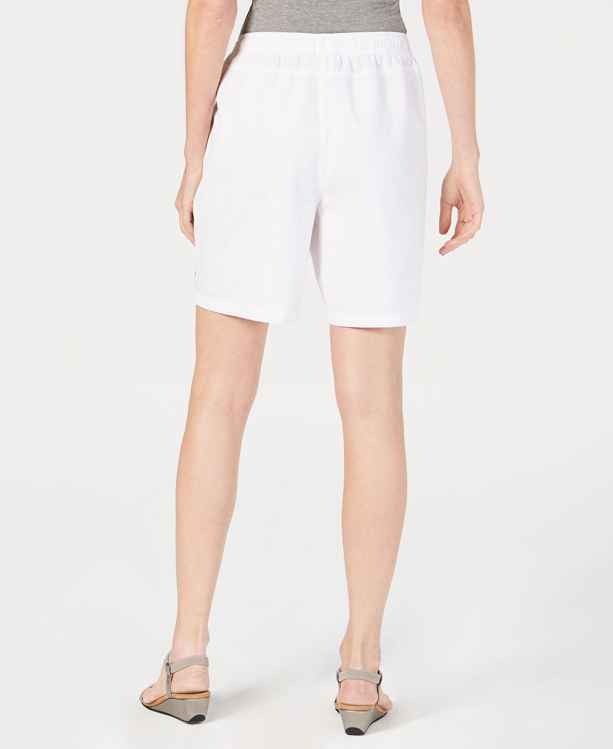 Karen Scott Women's Cotton Drawstring Shorts White Size Small