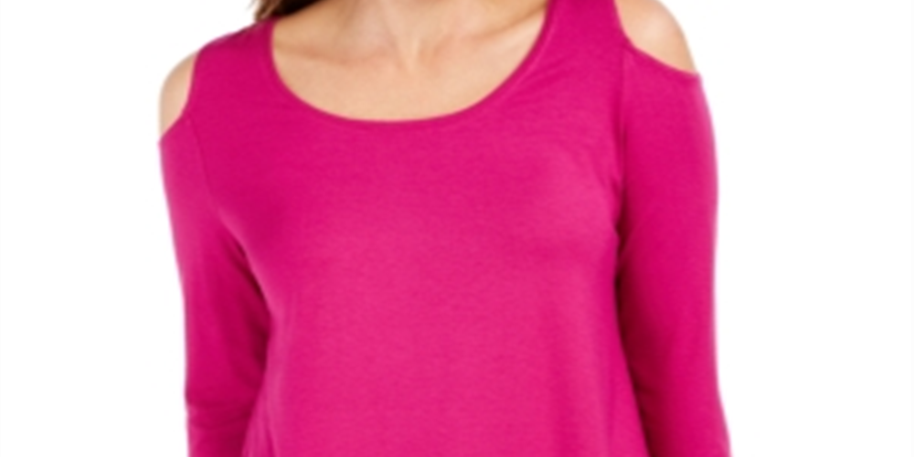 JM Collection Women's Cold Shoulder Top Pink Size Large