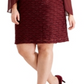 Connected Women's Glitter Long Sleeve Jewel Neck Knee Length Evening Sheath Dress Red Size 14W