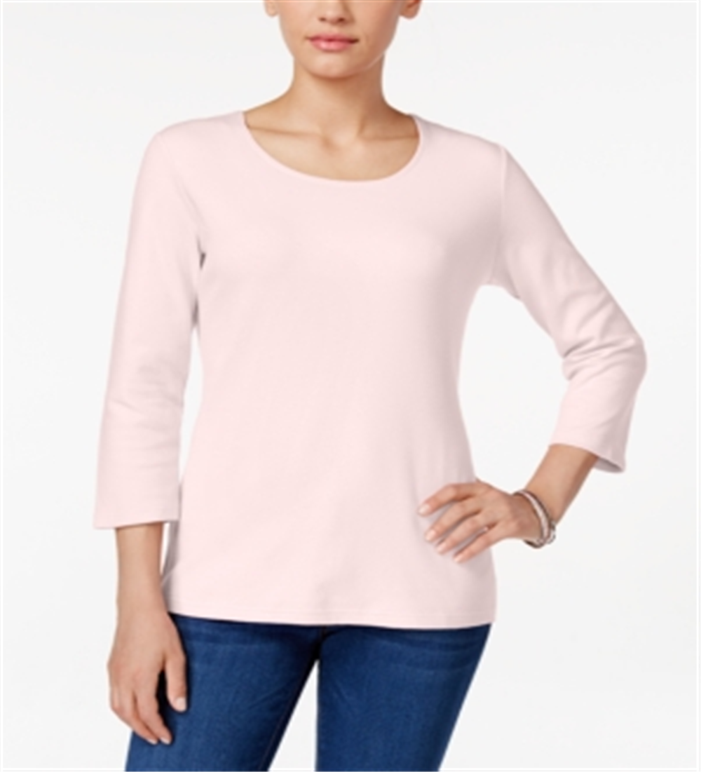 Karen Scott Women's Scoop Neck Top Pink Size M