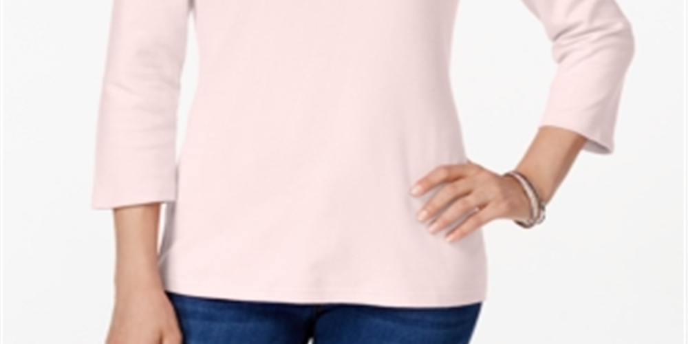 Karen Scott Women's Scoop Neck Top Pink Size M