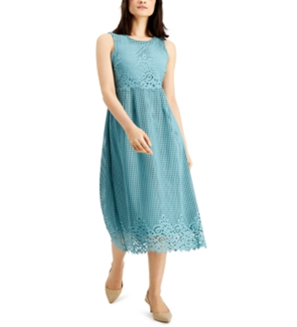 Alfani Women's Lace MIDI Dress Aqua Size 2