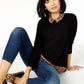 Charter Club Women's Pure Cashmere Cheetah Print Layered Look Sweater Black Size Petite S/M