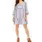 Style & Co Women's Cotton Printed Ruffled-Hem Dress  Blue Size Medium
