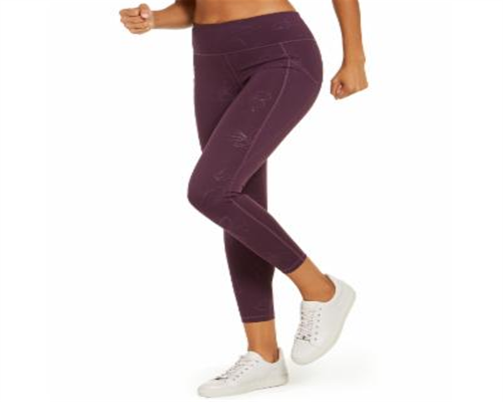 आइडियोलॉजी महिलाओं की टोनल प्रिंट एंकल लेगिंग्स बैंगनी साइज़ XXL