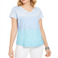 Style & Co Women's Cotton Printed Top Blue Size PP