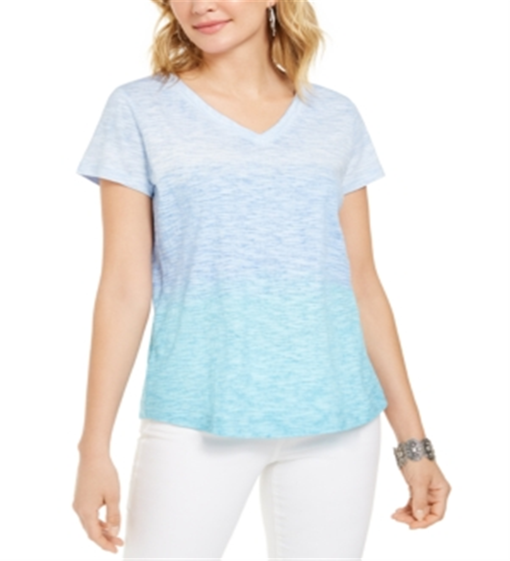 Style & Co Women's Cotton Printed Top Blue Size PP
