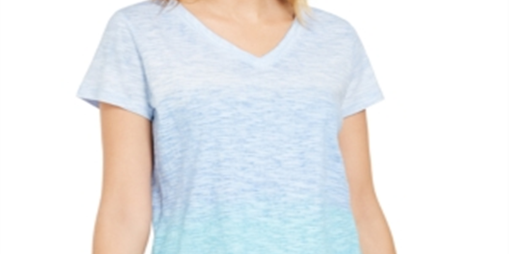 Style & Co Women's Cotton Printed Top Blue Size PP