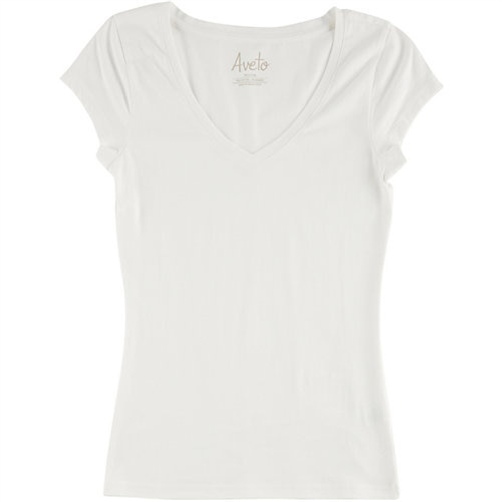 Aveto Junior's V Neck Soft Stretch Knit Solid Top White Size X-Large