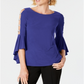MSK Women's Embellished Bell Sleeve Top Blue Size S