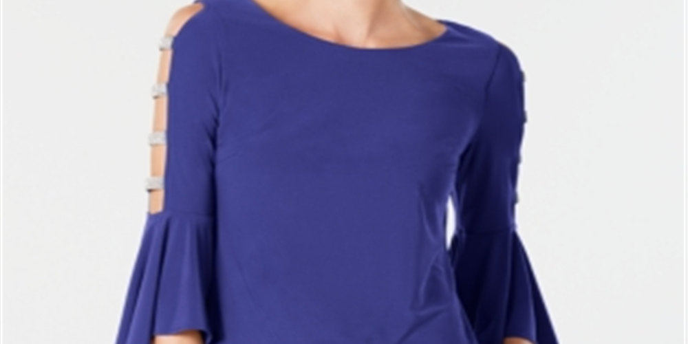 MSK Women's Embellished Bell Sleeve Top Blue Size S