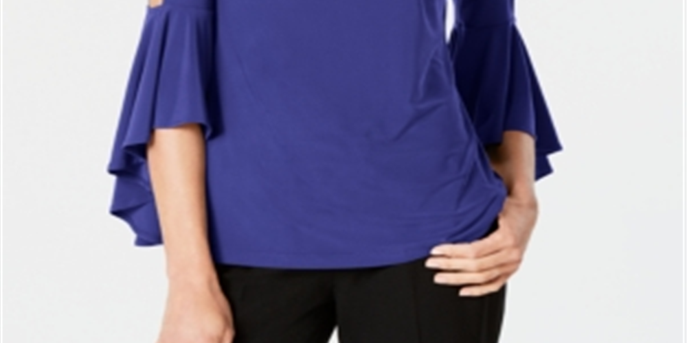 MSK Women's Embellished Bell Sleeve Top Blue Size S