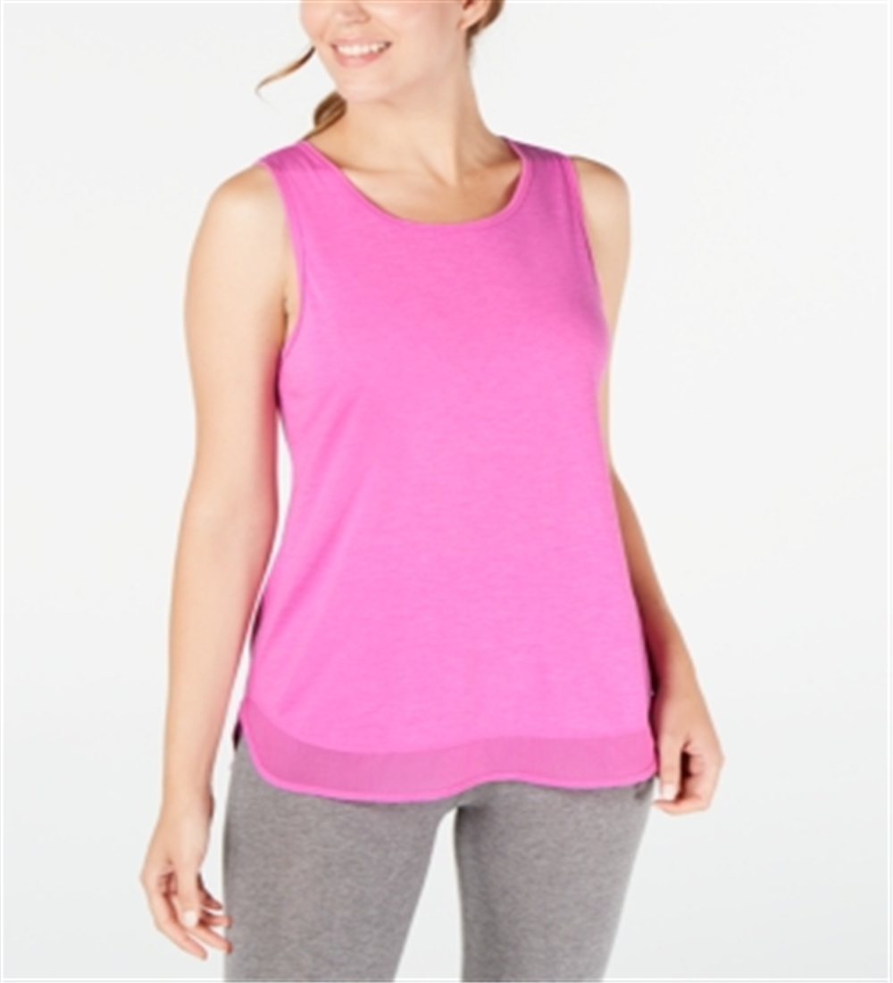 Ideology Women's Mesh-Hem Athletic Tank TopSweet Tart Size  XL