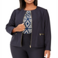 Calvin Klein Women's Twill Collarless Jacket Blue Size 14W