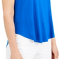 Alfani Women's Petites Velvet Collar Solid Blouse Blue Size Petite M