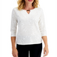 JM Collection Women's Textured Hardware Top White Size X-Small