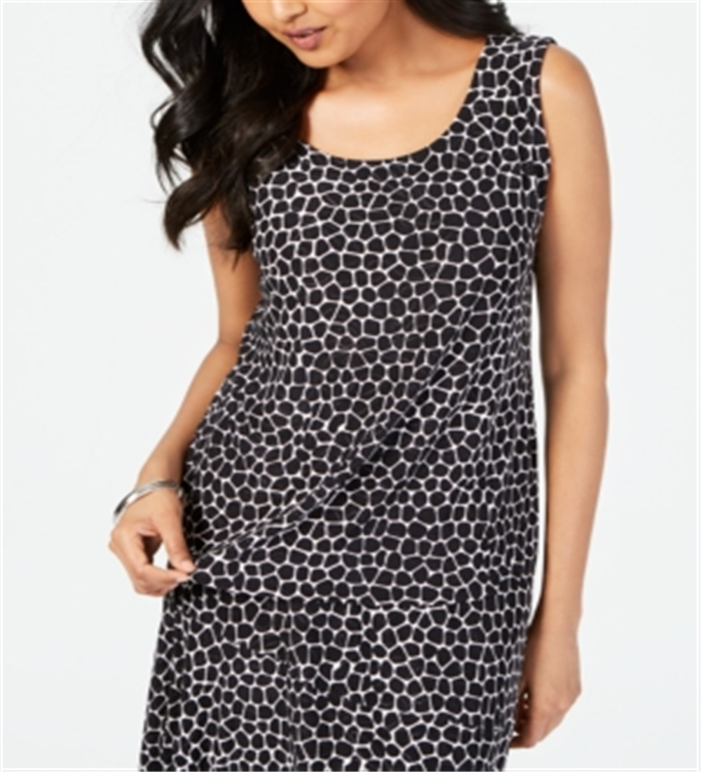 JM Collection Women's Printed Jacquard Tank Black Size Petite Large